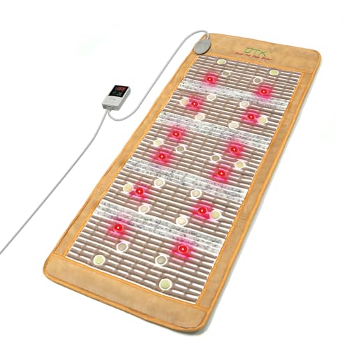 UTK Heating Pad,660nm Photon Light,Amethyst,Tourmaline and Jade Gemstone,Far Infrared Heat Pad,Adjustable Timer & Temperature(Pro21''x 39'') Pro21'' x 39''