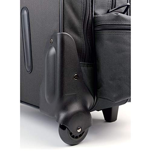 Hopkins Medical Products Rolling Med Bag With Ez-View Features, 600D Waterproof Polyester, Padded Laptop Section, Lockable File Pocket, 39.5 In. Handle, 16 In. X 3 In. X 12 In, Black #TOP2