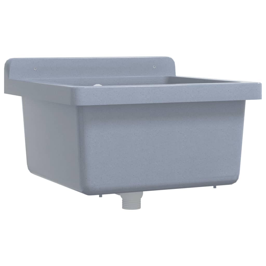 Vidaxl Sink Washbasin For Wall Mounting Utility Laundry Wash Basin Grey Resin