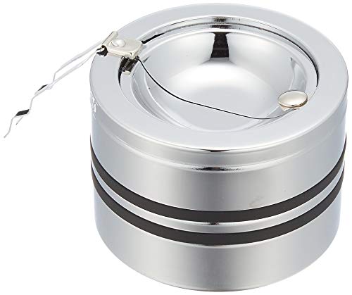 Penguin Lighter Ashtray Chrome Line 2 Tabletop Push Diameter 10.5cm Silver