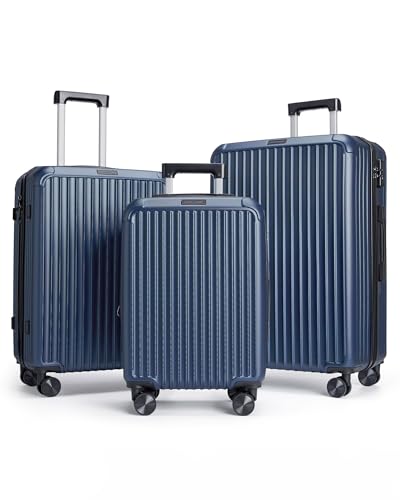 Image of LIGHT FLIGHT 3 Piece Luggage Sets With Spinner Wheels Hardshell TSA Lock | Durability, Spinner Wheels, Hardside Lightweight, TSA Lock, Durable, PC+ABS, Mobility,