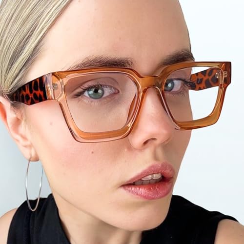 Image of livho Oversized Eyewear Frame for Woman and Men - Rectangle Fashion Glasses for Computer, Chic Preppy Frame