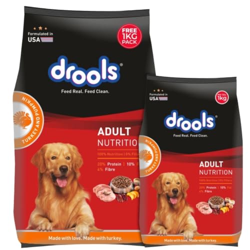 Image of Drools Adult Dry Dog Food 2.8kg + 1kg (Free) | Turkey and Pumpkin Flavour | Supports Skin Nourishment and Coat Radiance | Promotes Healthy Digestion | Natural Antioxidants | Strengthen Immunity