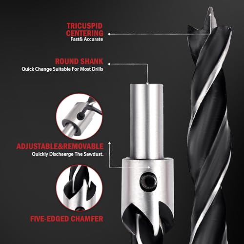 Aimlentool CD-7PCS Countersink Drill Bits Set, 7-Pack High Carbon Steel Countersink Drill Bits thumb #2