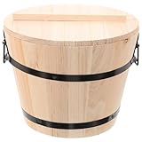 Zerodeko Wooden Sushi Rice Bowl Hangiri Sushi Oke Rice Mixing Tub with Lid Kitchen Bucket for Home Kitchen Restaurant