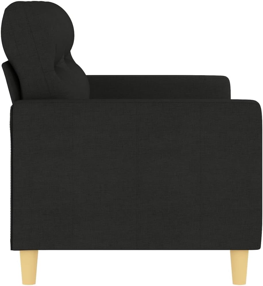 2-Seater Sofa Black Polyester Living Room Furniture