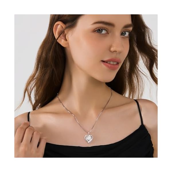 Moissanite Necklace for Women, 1-3 Carat Heart Pendant Necklace, 925 Sterling Silver, Anniversary Present for Wife, Women, Birthday Gifts for Wife, Jewelry Gifts for Girlfriend, Mom - Image 3