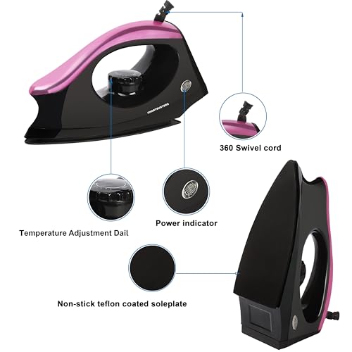 Image of CHARTBUSTERS Dry Iron | IS 302 ISI Certified | Adjustable Temperature Control | Non-Stick Coated Soleplate | Shock Proof Body | 1000W Fast Heating | by 99 Drops Oasis