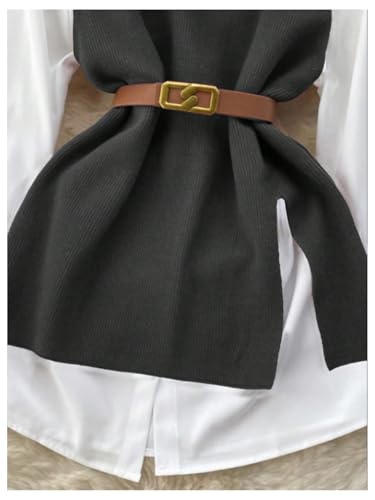 OYOANGLE Women's Slit Hem Crew Neck Knit Sweater Vest Tunic Sleeveless Pullover Tops3