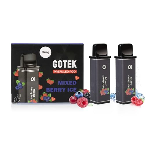 【正?品】5ML アスパイア GOTEK X/GOTEK S 交換用 カートリッジ アスパイア pod 充填済み 2個入り 抵抗値 0.8ohm プレフィルド ポッド vape ベイプ 電子タバコ ニコチンフリー (ミックスベリーアイス 0%)