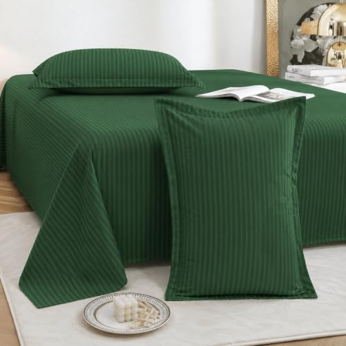 Image of Satin Striped Glace Cotton Double bedsheet with 2 Pillow Cover | Soft & Smooth Finish | Double Bed bedsheet 90 x 90 Inch | Pillow Cover 18 x 28 Inch | Breathable, Fade Resistant