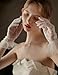 Short Lace Gloves Mesh Tulle Glove with Pearls Wedding Opera Tea Party Gloves for Women Formal White