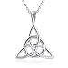 925 Sterling Silver Good Luck Irish Celtic Knot Triangle Vintage Pendant Necklaces, Rolo Chain 18"