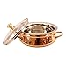 IndianArtVilla Steel Copper Handi Bowl with Brass Handle & Glass Lid, Serving Indian Dishes, 24 OZ