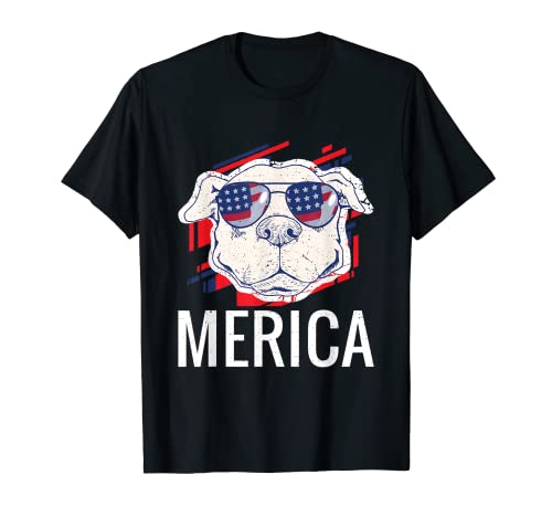 Merica Patrioticic American Flag Memorial Day amante de los perros Camiseta