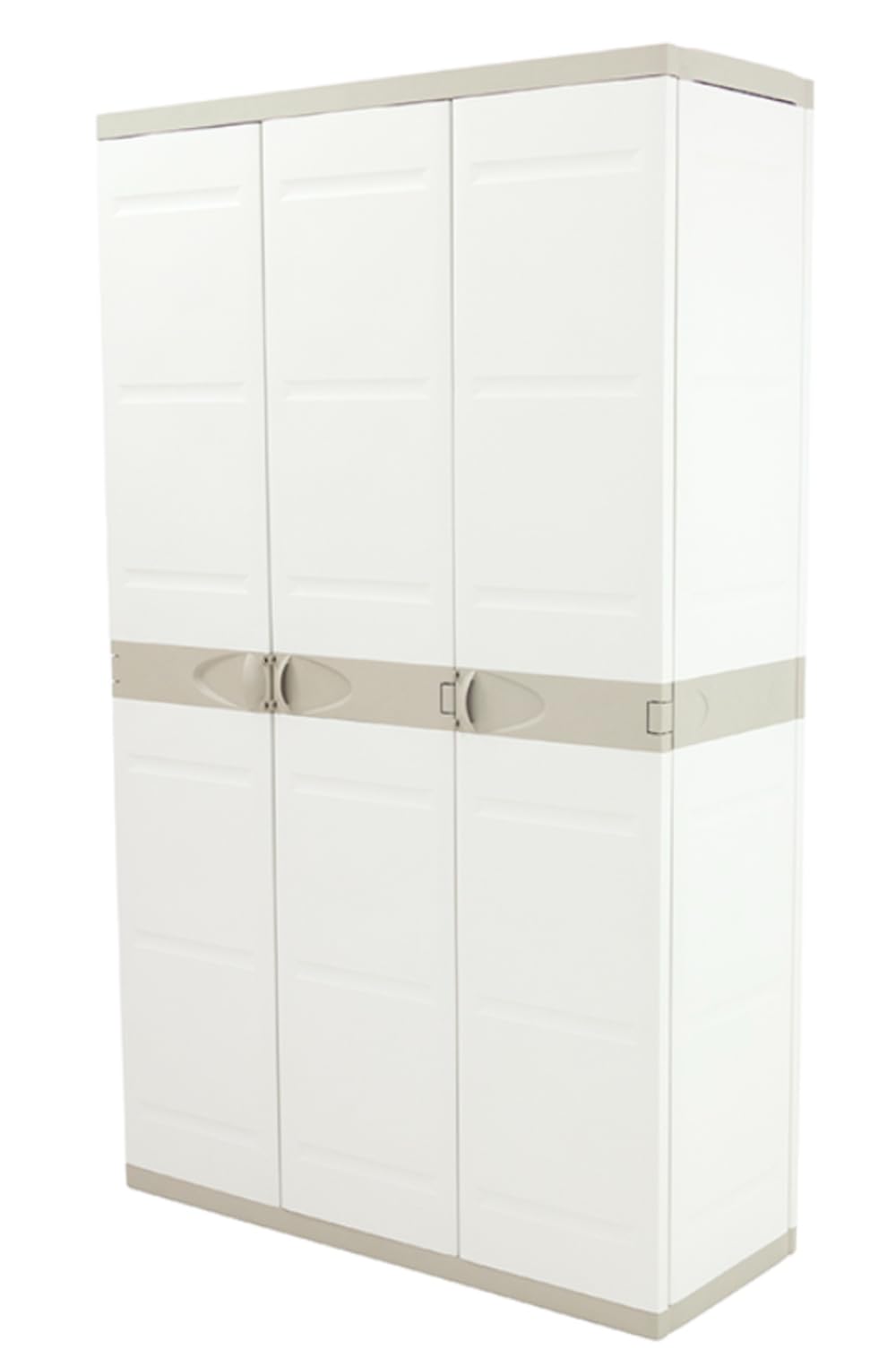 Recamania Armario Multiusos Exterior/Interior - 3 Puertas y 4 Baldas - 176 x 105 x 41 cm - Beige