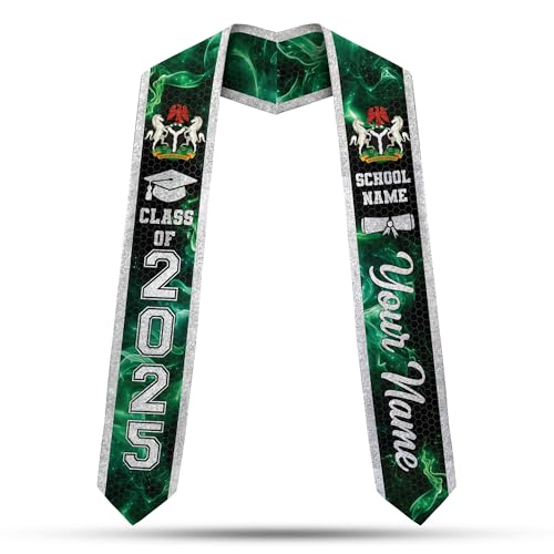 MonkeyVan Custom Nigerian Graduation Sash, Nigeria Stole Customize, Nigerian Stoles For Graduation 2025, Class of 2025 M73