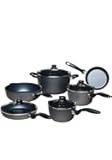 Swiss Diamond Pots and Pans Set Non Stick, Nonstick Cookware Set, Diamond Enforced Aluminum Non Stick Pots and Pan Set with Ergonomic Handles, Dishwasher and Oven Safe, 10 Pieces, Grey