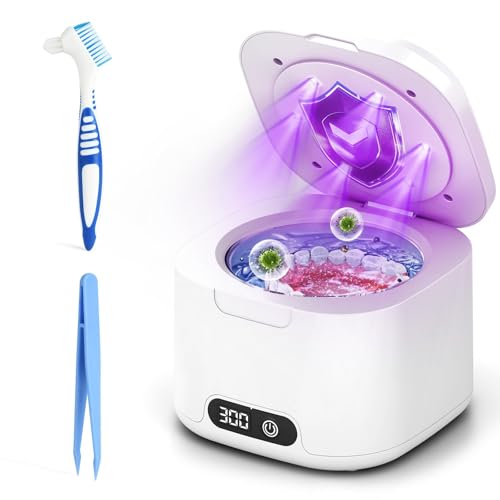 OFFCUP Limpiador Ultrasonidos, 49000Hz Ultrasonidos Limpieza| 340ML| 6 Lampara UV| Ultrasonic Cleaner Portatil para Prótesis Dentales Retenedores Alineadores Férulas Joyas OFFCUP Limpiador Ultrasonidos, 49000Hz Ultrasonidos Limpieza| 340ML| 6 Lampara UV| Ultrasonic Cleaner Portatil para Prótesis Dentales Retenedores Alineadores Férulas Joyas