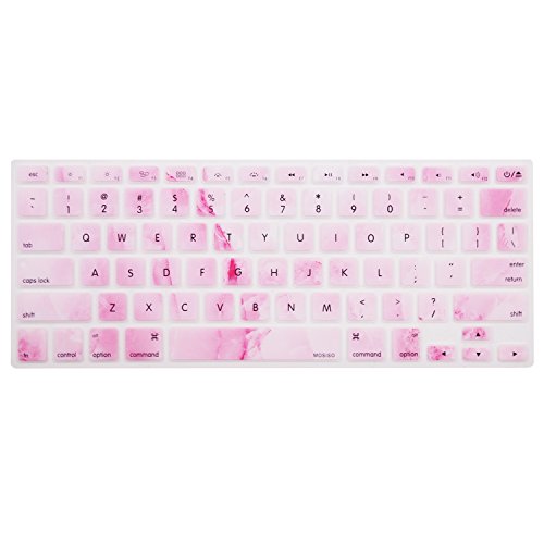 MOSISO Pattern Keyboard Cover Compatible with MacBook Pro 13/15 inch(with/Without Retina Display,2015 or Older Version),Older MacBook Air 13 inch (A1466/A1369,Release 2010-2017), White Pink Marble