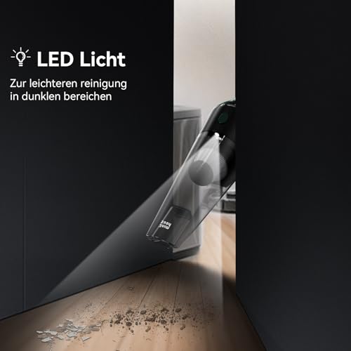 Minthouz Handstaubsauger Akku 9000PA, 120W Autostaubsauger LED-Licht, 30 Min Laufzeit Schnellladung, 2x Wiederwaschbare HEPA-Filter, Leicht zu Reinigen Tragbar für Auto Haushalt Büro – Bild 5