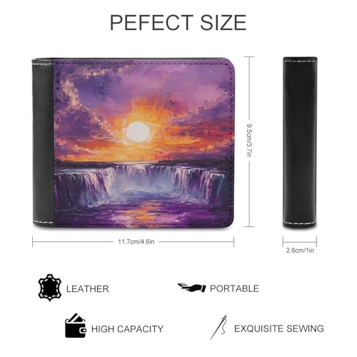 Victoria Falls Sunset Slim Leather Biford Wallet for Men with 6 Card Holders Cash Pockets for Travel2