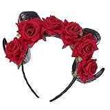 Lurrose Halloween Costume Headbands Sheep Horn Rose Flower Headbands Gothic Horror Horns Hairbands...
