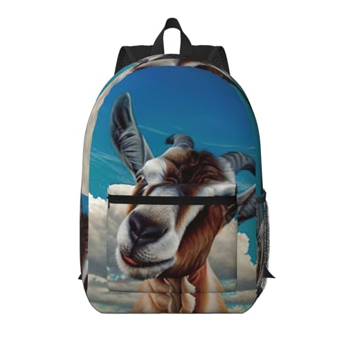 Sac à dos de voyage anti-stress 43,2 cm avec poche et motif chèvre noir pour bagage cabine léger