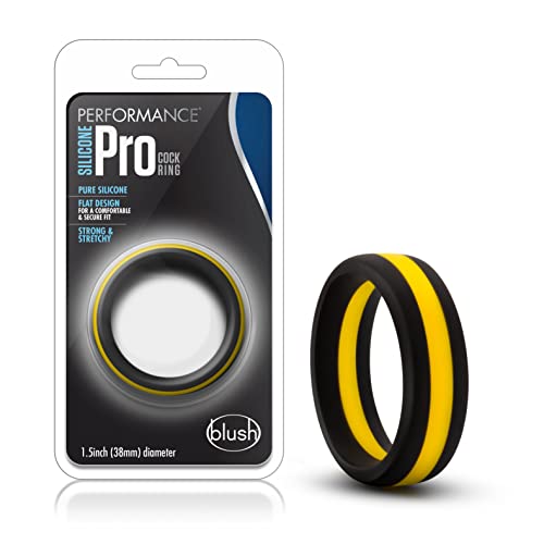 Blush-Novelties-Performance-Pro-Adult-Sex-Toy-Cock-Ring-Silicone-Stretchy-Erection-Flexible-Body-Safe-Penis-Ring-for-Men-Couples-Male-Enhanced-Pleasure-Erection-Support-Sex-Toy-GoldBlack