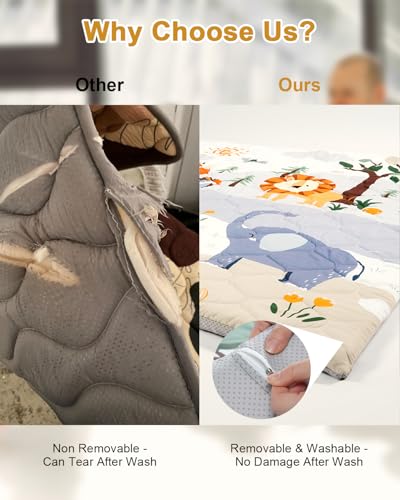 Premium Foam Baby Play Mat 71x59 – Removable & Machine Washable Cover, Extra Thick Padding Playpen Mat, Non-Slip Crawling Mat, Easy to Clean for Infants, Toddlers & Babies - Image 6