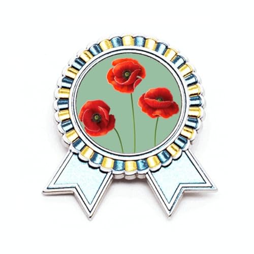 Broche fleur rouge de maïs artistique en métal taille M pour accessoire de mode