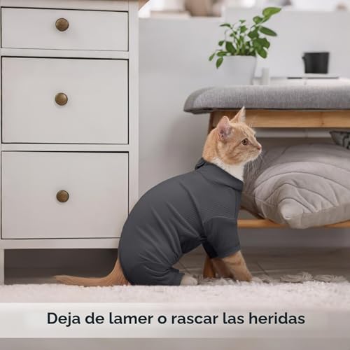 Traje de recuperación Completa para Gato Grande, Ropa Protectora Postoperatoria XL 8