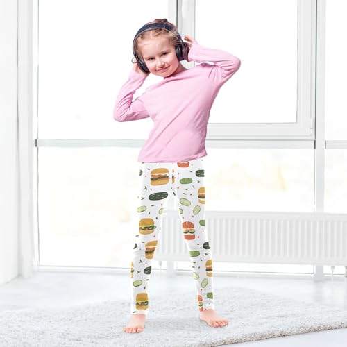Wusikd Burgers Girls' Leggings Toddler Doodles Kids Yoga Pants Dance Active Tights 4T4