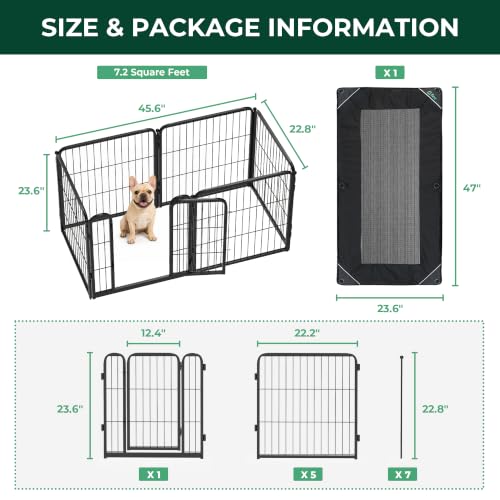 Image of FXW Homeplus Indoor Dog Playpen with Mesh Top Cover, 24 inch H, 6 Panels