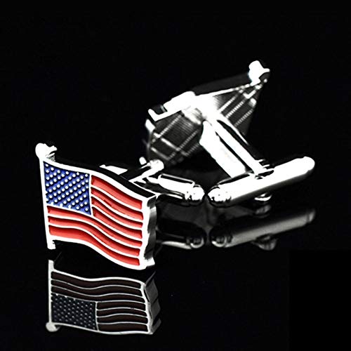 Mancuernillas para hombre con bandera estadounidense plata y rojo miniatura 3