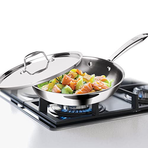 Image of MILTON Pro cook Induction Cookware & Gas Stove Friendly 20 cm Triply Stainless Steel Frying Pan with Lid & Handle | 3 Layer Heavy Bottom Skillet | Fish Fry Pan | Omelette Pan, Egg Pan | 3 Y Warranty