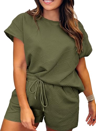 Eytino Women Plus Size 2 Piece Outfits Sweatsuit Casual Short