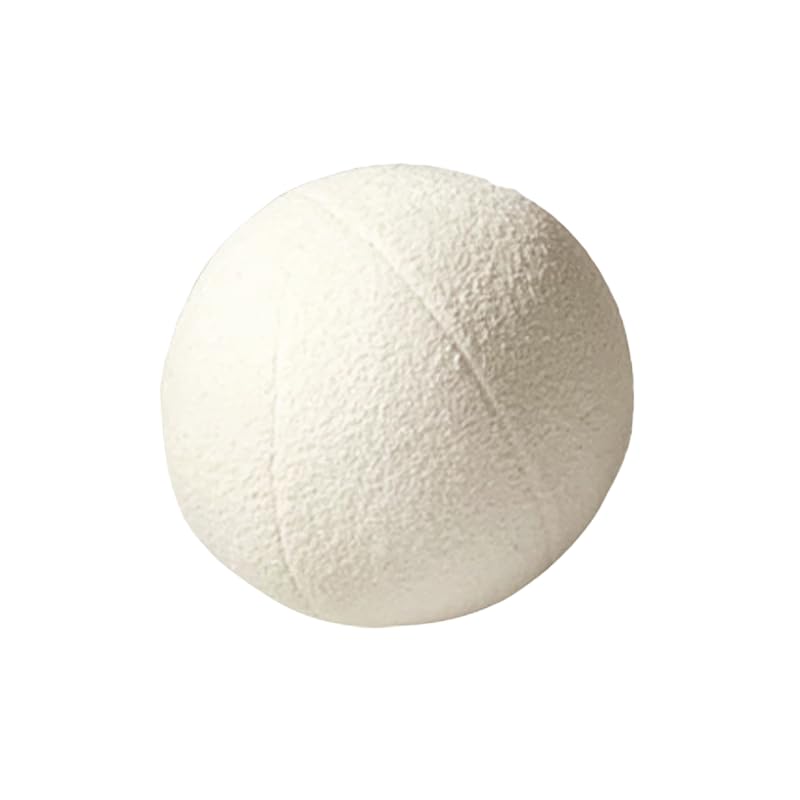 Tezimjia 11.8 inch Simple Smiling Face Basketball Smiling Face Pillow Plush Throw Pillow Gift Home Funny Expression Children's Room Decoration (Milky White)