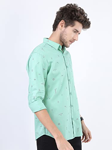 Image of Ketch Men Cotton Slim Fit Printed Full Sleeve Shirt