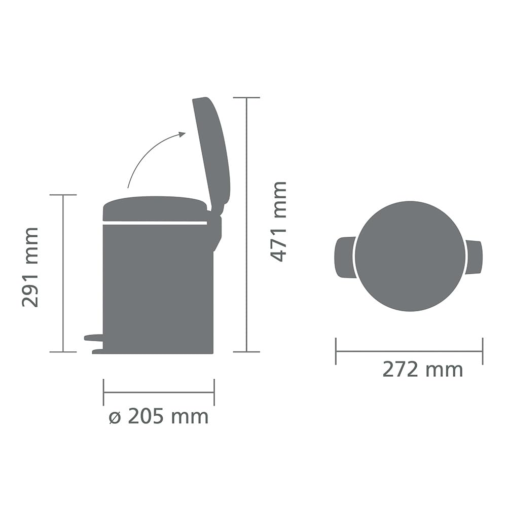 Brabantia NewIcon Treteimer 5 l – Mini Mülleimer für Küche oder Bad mit Soft-Close-Funktion und leichtgängigem Pedal, Badmülleimer mit herausnehmbarem Inneneimer - Lilac Pink - 21 x 27 x 29 cm