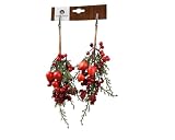 Künstliche Zweige mit Clip 25cm Beeren und Hagebutten 2er Set Grün Rot
