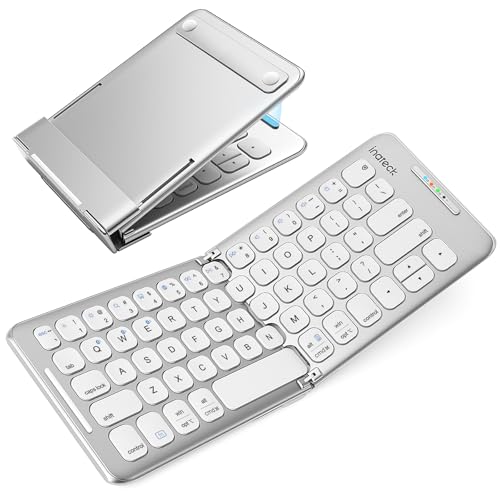 Inateck Foldable Compact Keyboard, Portable Bluetooth Keyboard with 3-Device Connectivity,