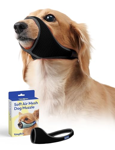Image of Dog Muzzle, Breathable Mesh Muzzle for Small Sized Dogs, Soft Muzzles to Prevent Biting, Adjustable Comfort Fit, Training Allows Panting and Drinking(Black, 1XL)