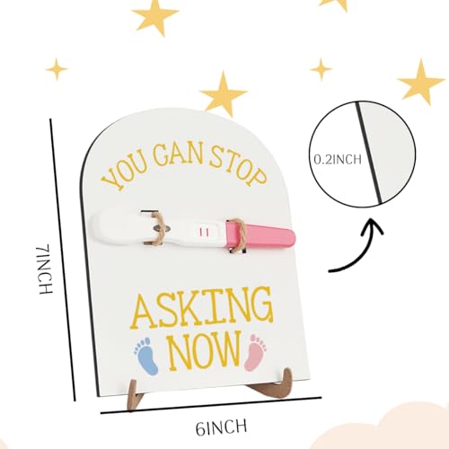 Image of You Can Stop Asking Now Pregnancy Announcement, Baby Announcements Ideas Pregnancy Reveal Gift for Huaband Parents New Grandma Grandpa Friend Test Keepsake Wooden Sign