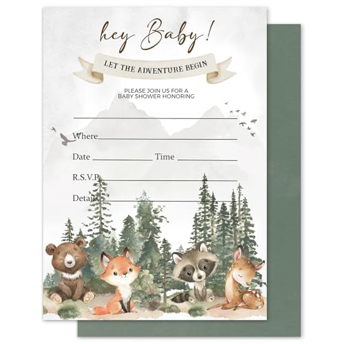 Invitaciones de baby shower con animales de la selva para revelación de género 25 juegos