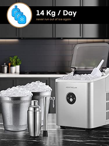 image for NORTHCLAN Ice Cube Maker Machine Countertop, 9 Thick Bullet Ice Ready 
