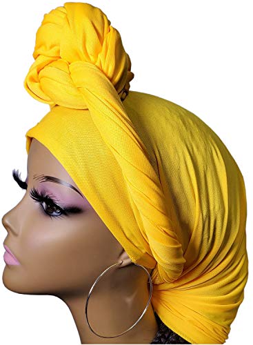 Stretch Turban Head Wrap Scarf for Women - Long Jersey Turban Wrap Tie 1 or 24