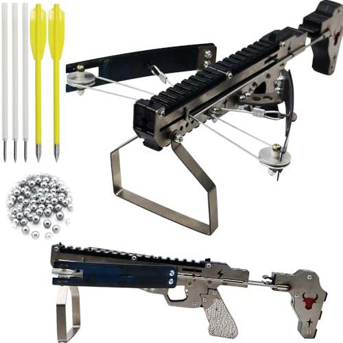 Clianle Crossbow for Hunting, Archery Crossbows, Arrows for Compound Crossbows, Shoots 6mm Steel Balls and Arrows, Cross Bow and Arrow Set for Adults-Silver(60-80lb)