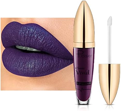 Easilydays Diamond Shiny Matte Lipstick, Gothic Glitter Liquid Lip Gloss, Sparkling High Pigment Waterproof Long Lasting Lipsticks, Bold Shimmer Lip Glaze Lips for Masquerade, Cosplay, Halloween Makeup (#09)