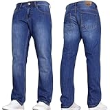 SMITH & JONES New Mens Stretch Straight Leg Classic Regular Fit Basic Denim Jeans by JEANBASE Stone Wash 34W X 32L